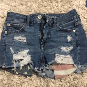 medium washed jean shorts